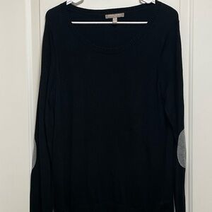 Banana Republic Size Medium Black Sweater with Gray Elbow Patches Grunge